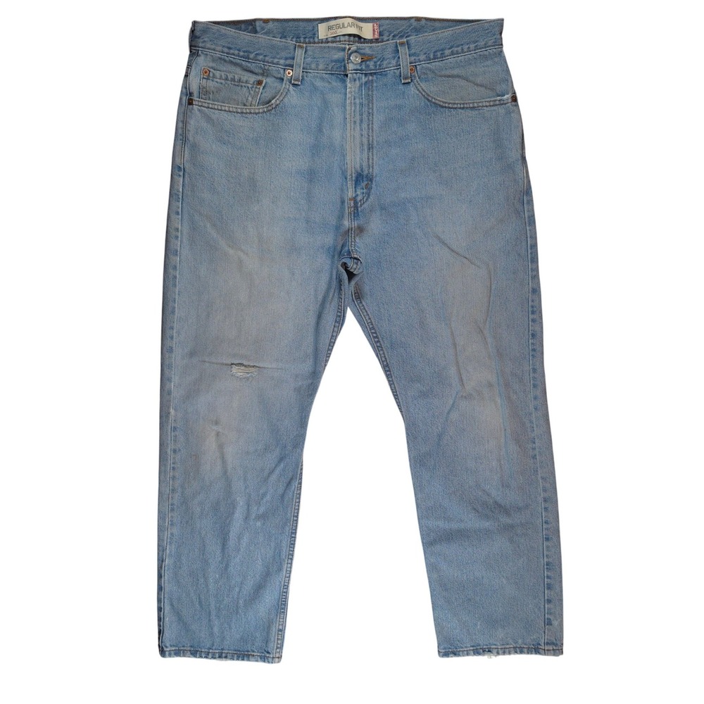Levis 505 Regular Fit Jeans Mens 38x30 Light Wash Blue Denim‎ Straight Leg Pants